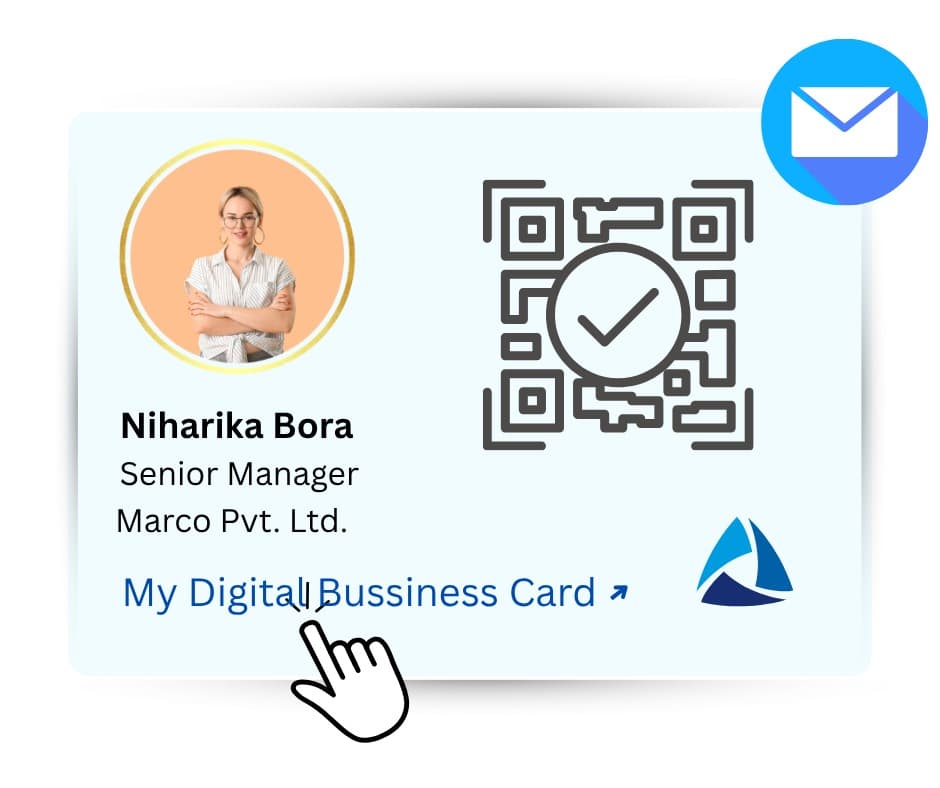 A digital business card with a scannable QR code and a tap-to-open link